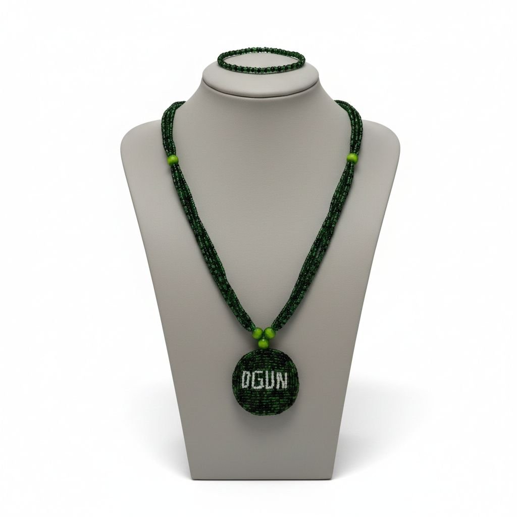 Consecrated Ogun Beads (Ileke & Ide) – Sacred Ògún Protection Necklace & Bracelet